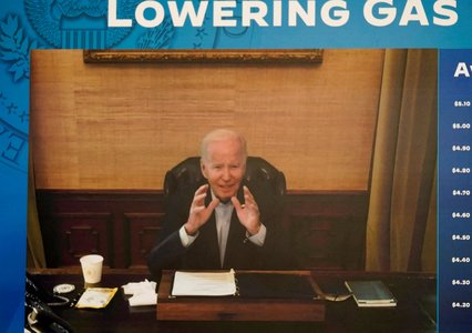 U.S. President Joe Biden attends a virtual meeting with his economic team at the White House