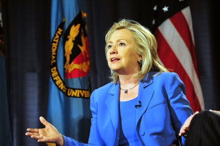 Former Secretary of State Hillary Clinton speaks at a National Defense University in 2011 [Photo: US Department of State's Flickr].