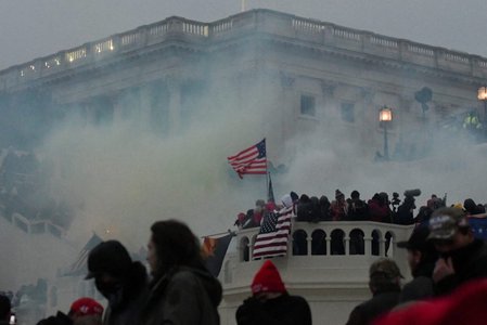 FILE PHOTO: Supporters of U.S. President Donald Trump gather in Washington