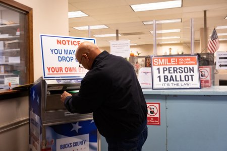 Residents drop off mail-in ballots in Bucks County