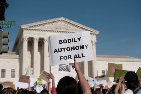 Abortion rights supporters protest at the U.S. Supreme Court after an unprecedented leak showed a majority of justices poised to overturn the Roe v. Wade decision that legalized abortion nationwide