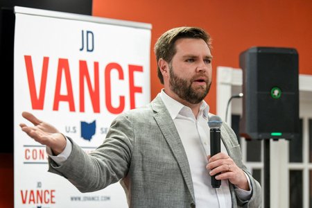 FILE PHOTO: Senate candidate JD Vance campaigns in Boardman