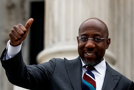 U.S. Senator Raphael Warnock returns to the Capitol in Washington
