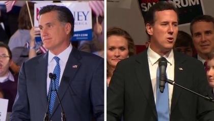 Mitt Romney and Rick Santorum 