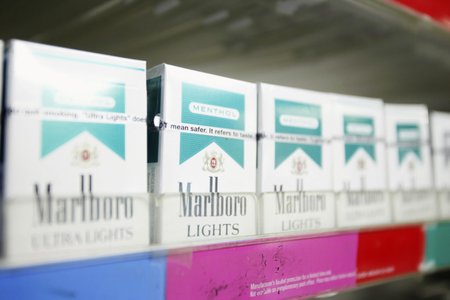 Menthol flavored cigarettes are displayed in a store in New York