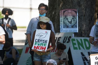 Students stage a walk out in support of Palestinians at Emory University