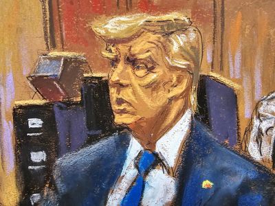 Republican presidential candidate and former U.S. President Donald Trump reacts as the verdict is read in his criminal trial