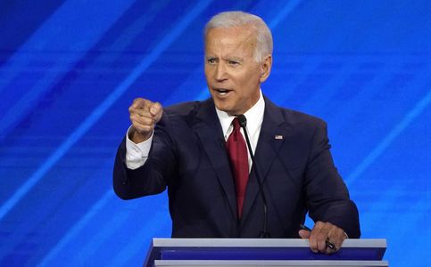 Former Vice President Joe Biden speaks during the 2020 Democratic U.S. presidential debate in Houston