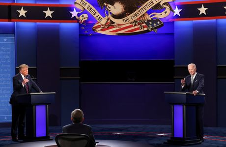 U.S. President Donald Trump and Democratic presidential nominee Joe Biden participate in their first 2020 presidential campaign debate in Cleveland