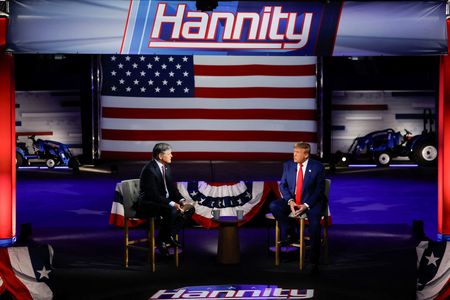 Republican presidential nominee and former U.S. President Donald Trump attends a Fox News town hall event in Harrisburg
