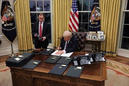 U.S. President Donald Trump at the Oval Office in Washington