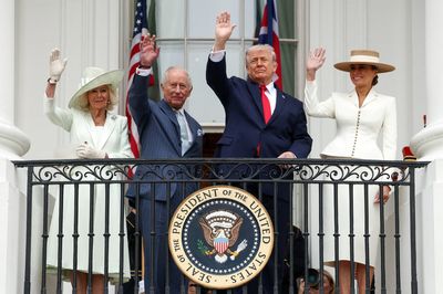 FILE PHOTO: Britain's King Charles and Queen Camilla in the United States for state visit
