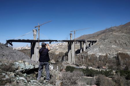 The B1 bridge damaged by a strike, as the U.S.-Israeli conflict with Iran continues, in Karaj