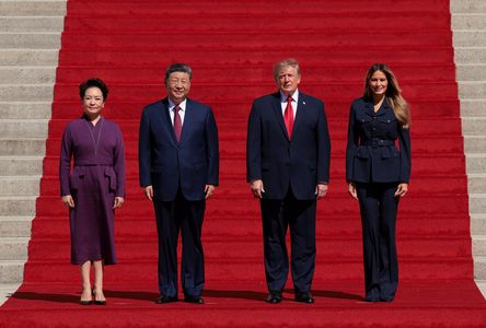 US President Donald Trump and China's President Xi Jinping tour the National Archives in Washington
