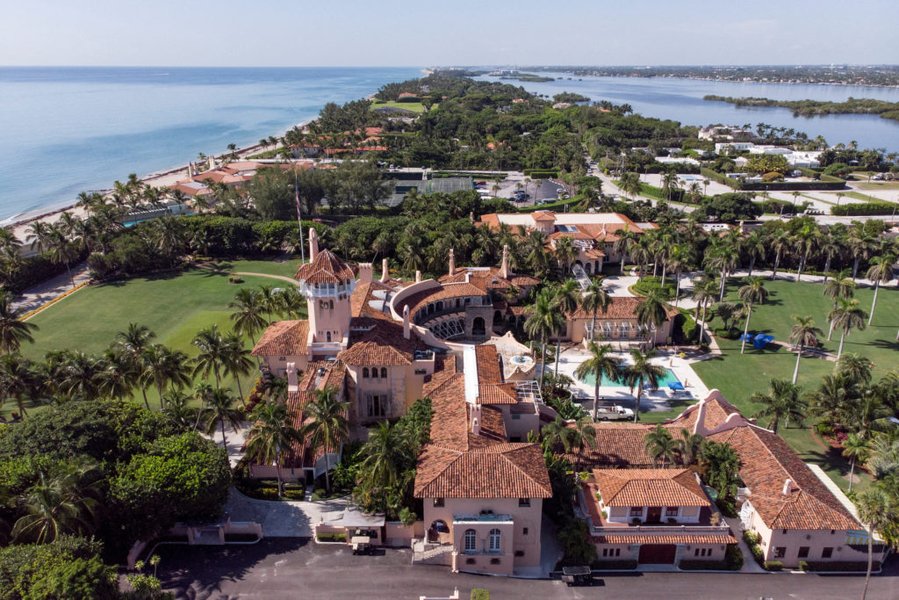 FILE PHOTO: An aerial view of former U.S. President Donald Trump's Mar-a-Lago home in Palm Beach